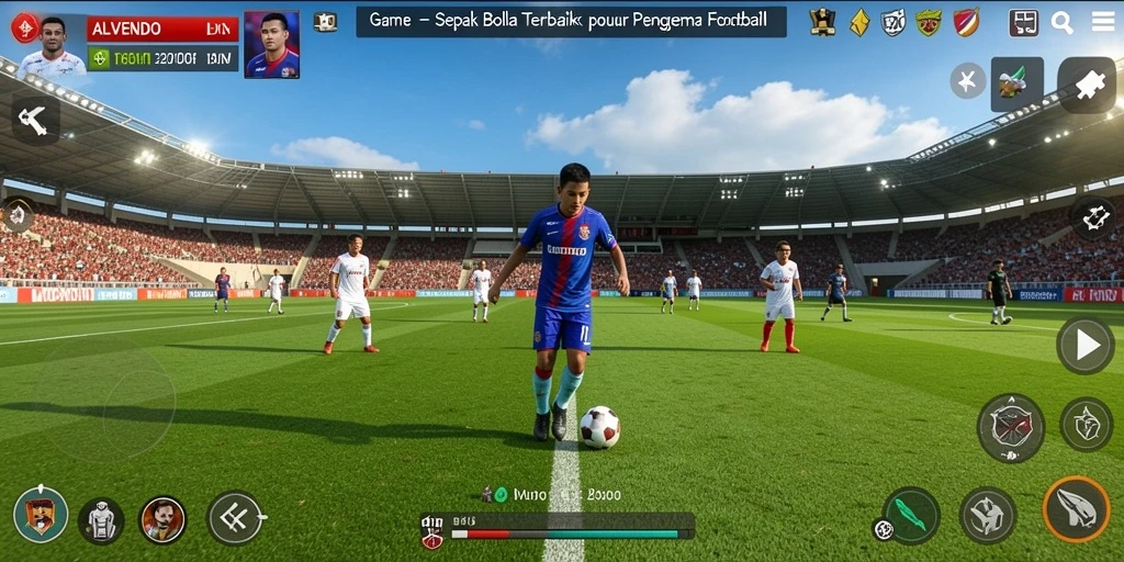 Gameplay menarik ALVENDO menampilkan aksi seru di lapangan sepak bola.