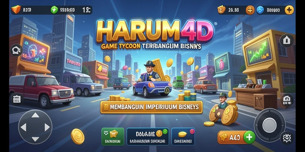 Tangkapan layar dari gameplay HARUM4D yang menunjukkan aktivitas bisnis yang dinamis.