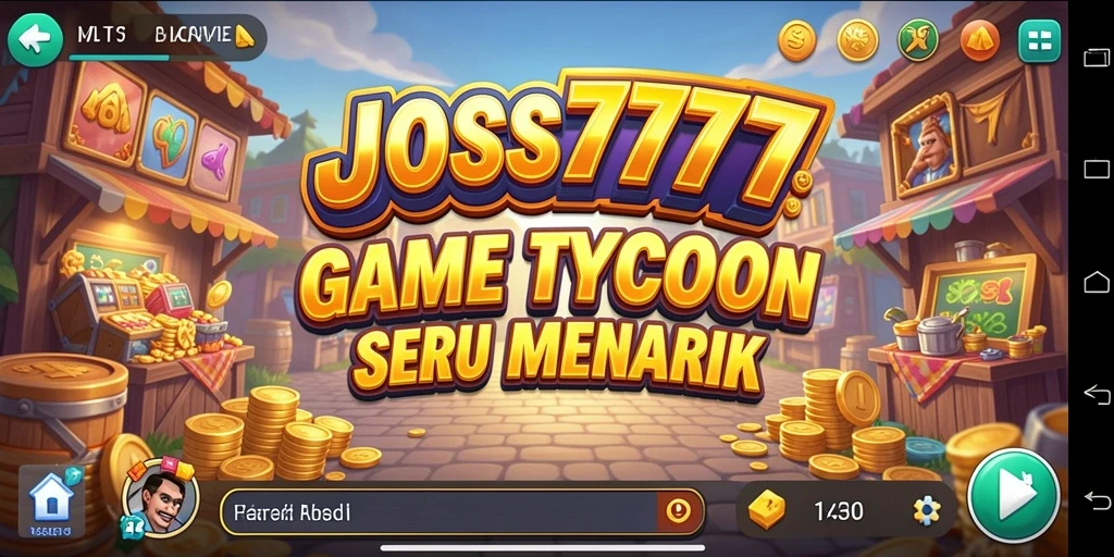 Tampilan screenshot JOSS777 menunjukkan gameplay membangun bisnis Tycoon yang seru.