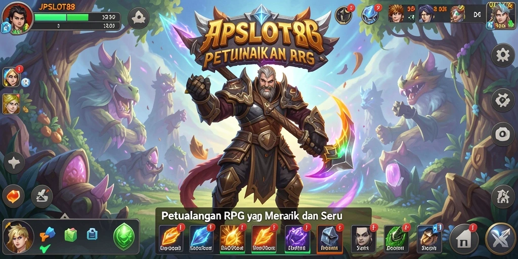 Screenshot utama JPSLOT88 menampilkan karakter beraksi di dunia RPG.