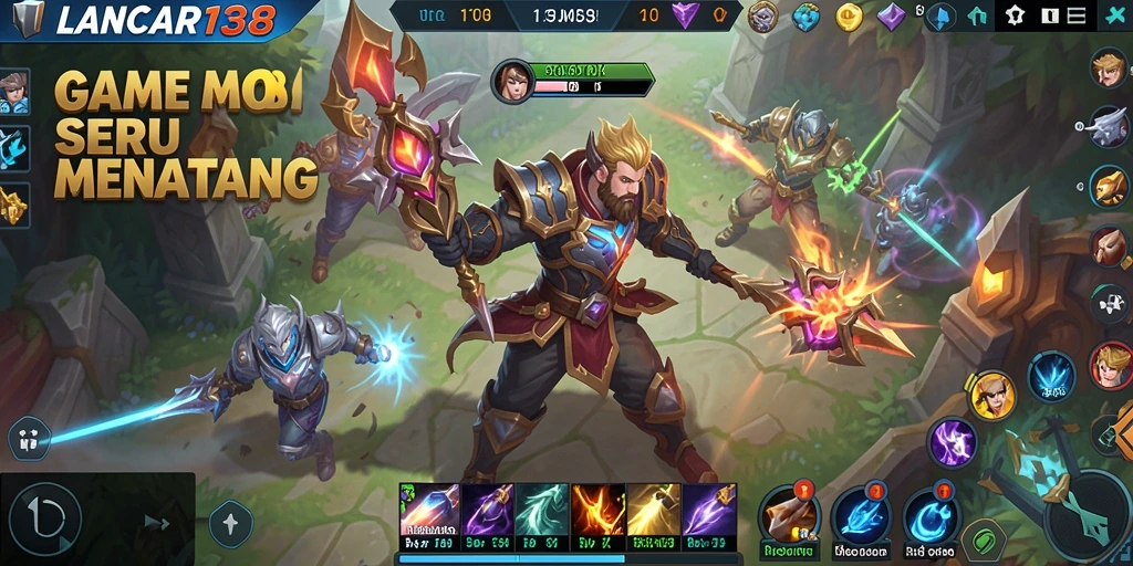 Tampilan gameplay seru di arena LANCAR138 dengan pertarungan antar tim.