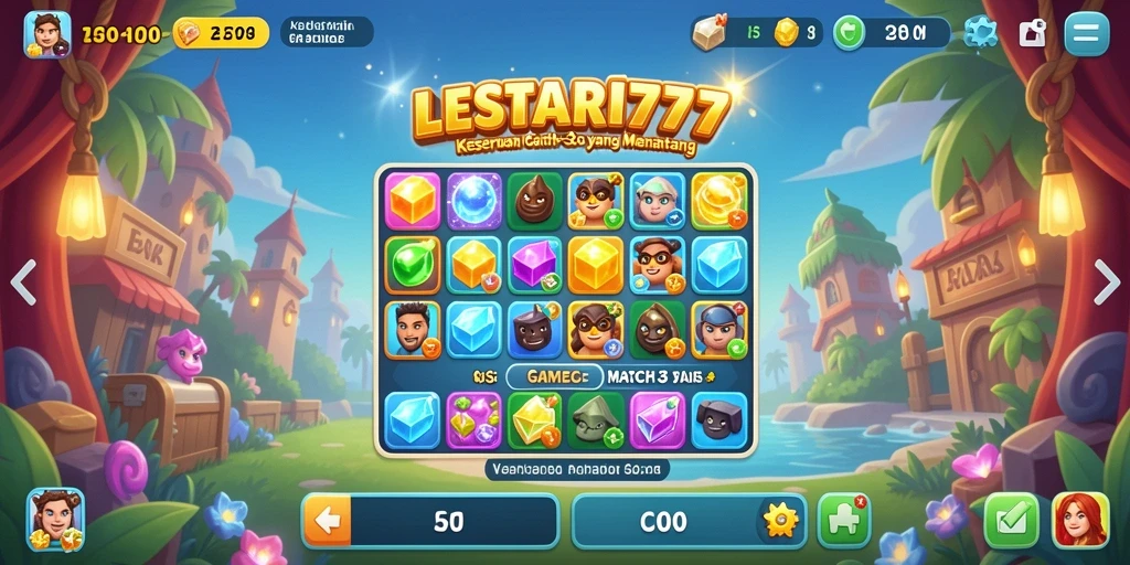 Gameplay seru LESTARI777 yang penuh dengan tantangan Match-3.