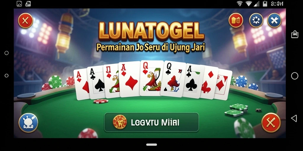 Screenshot LUNATOGEL menampilkan gameplay Domino yang seru.