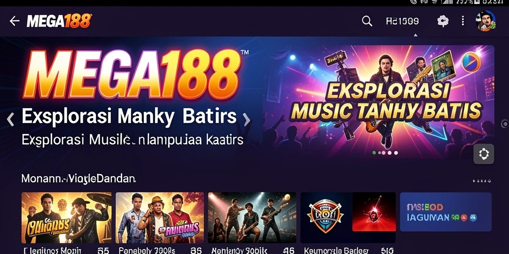 Tampilan gameplay dari MEGA188 yang menampilkan berbagai genre musik.