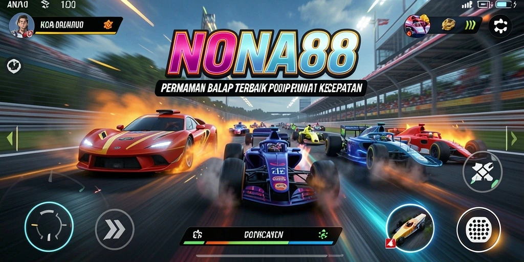 Screenshot gameplay NONA88 menampilkan aksi balap yang mendebarkan.