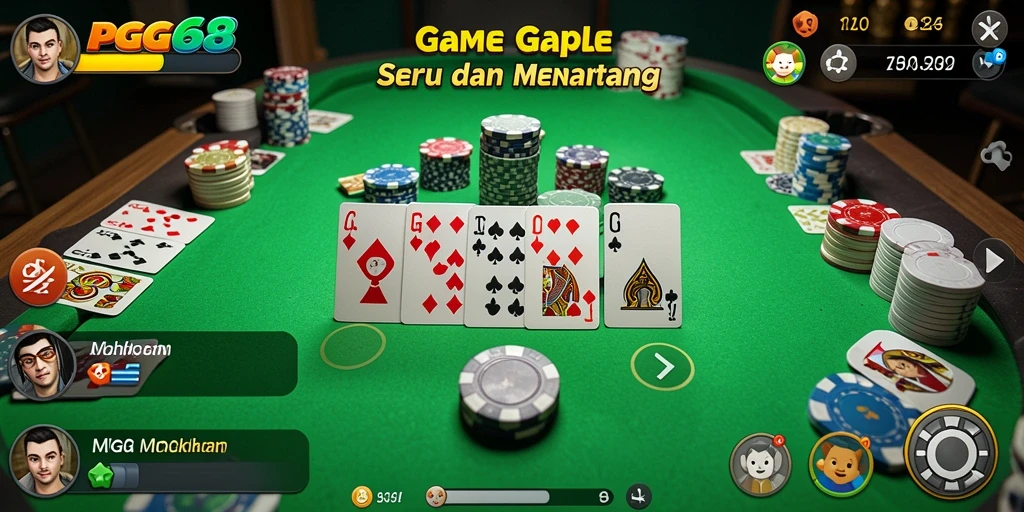 Tampilan gameplay PGG68 dengan suasana bermain Gaple yang seru.
