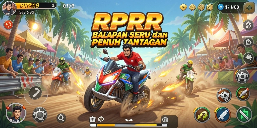 Gameplay RPRR yang menegangkan dengan mobil balap cepat.
