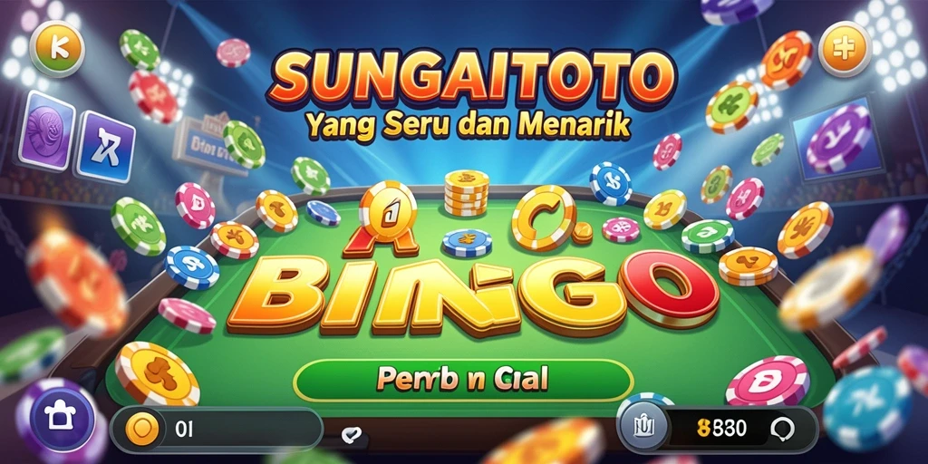Tampilan gameplay seru di SUNGAITOTO dengan kartu Bingo penuh warna.
