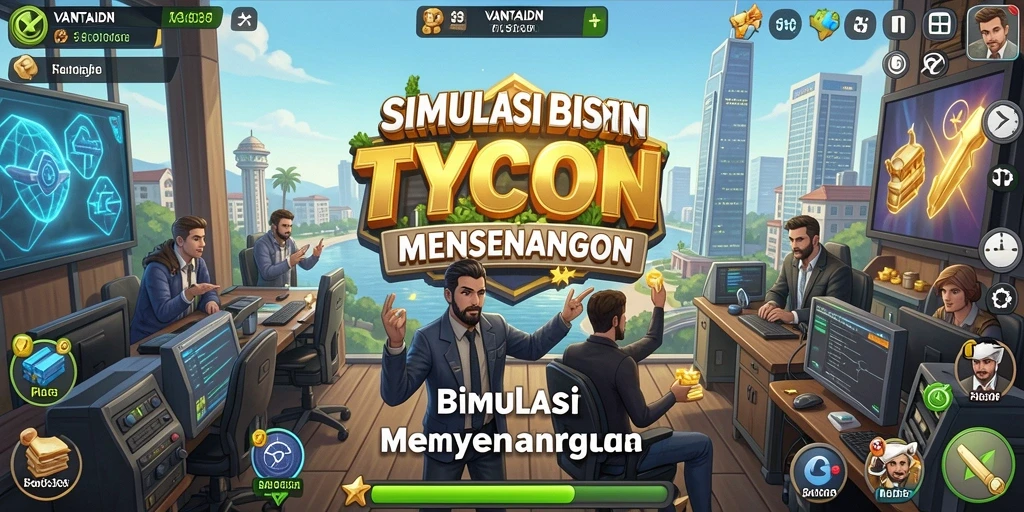 Screenshot gameplay VANTAIDN menunjukkan manajemen bisnis yang dinamis.